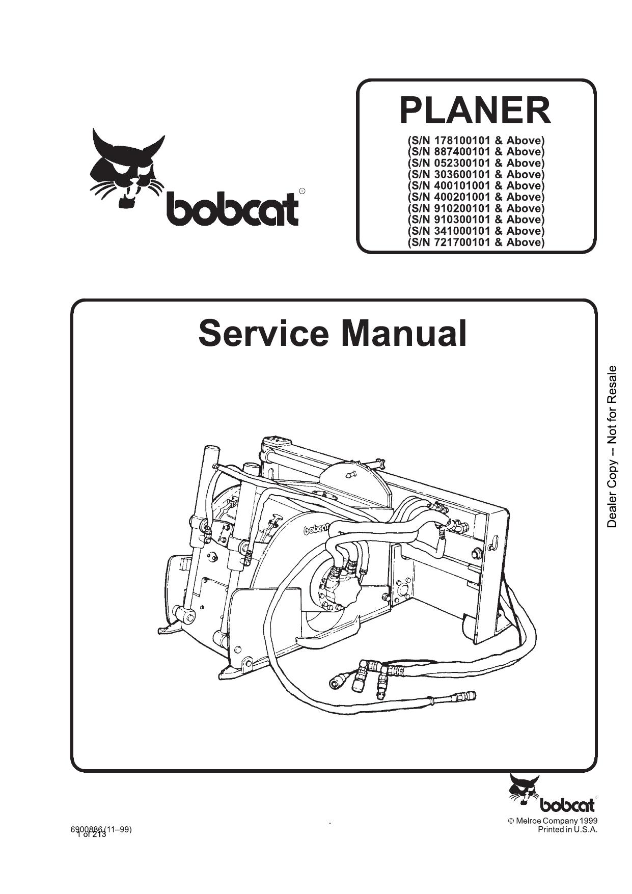 PLANER Attachment Service Manual Bobcat